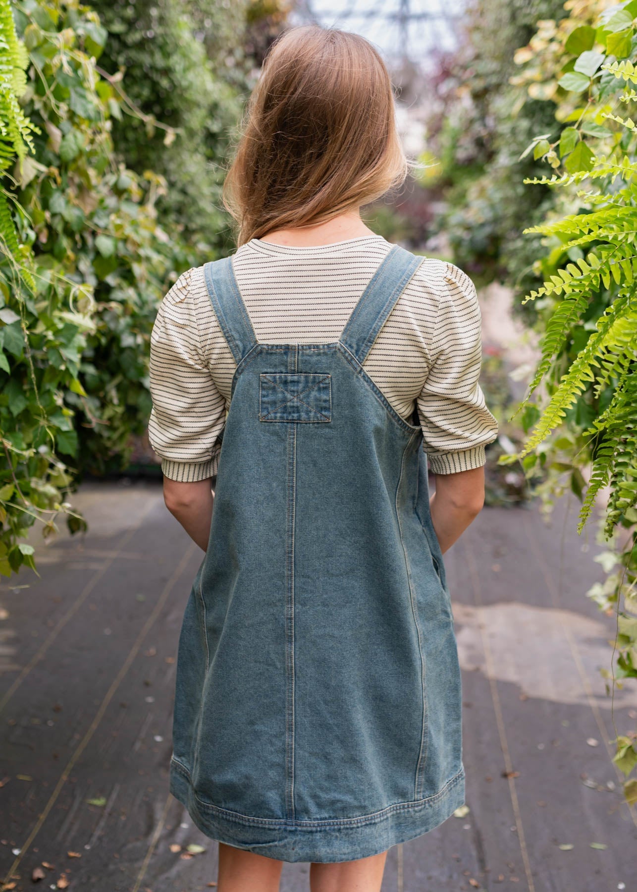 Lucille Washed Denim Overall Dress