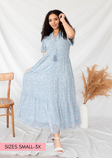 Lucinda Light Blue Floral Dress