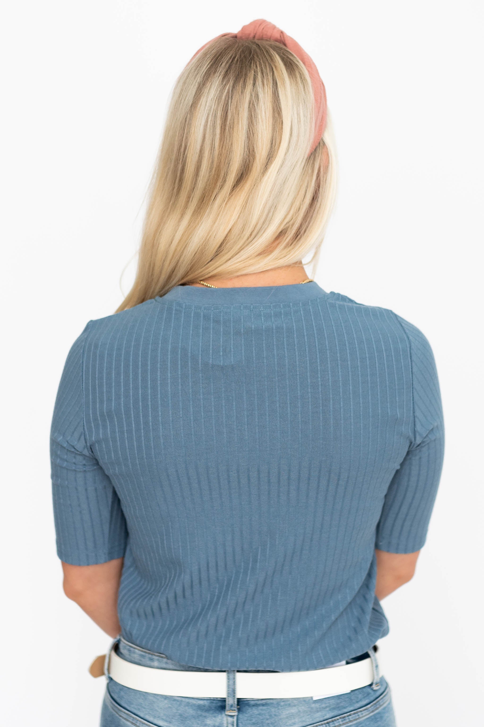 Luella Blue Ribbed Top
