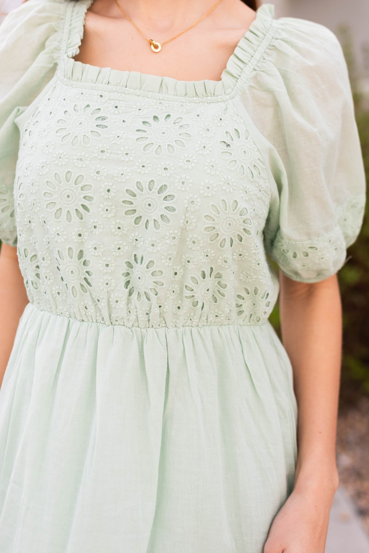 Luella Sage Eyelet Tiered Dress
