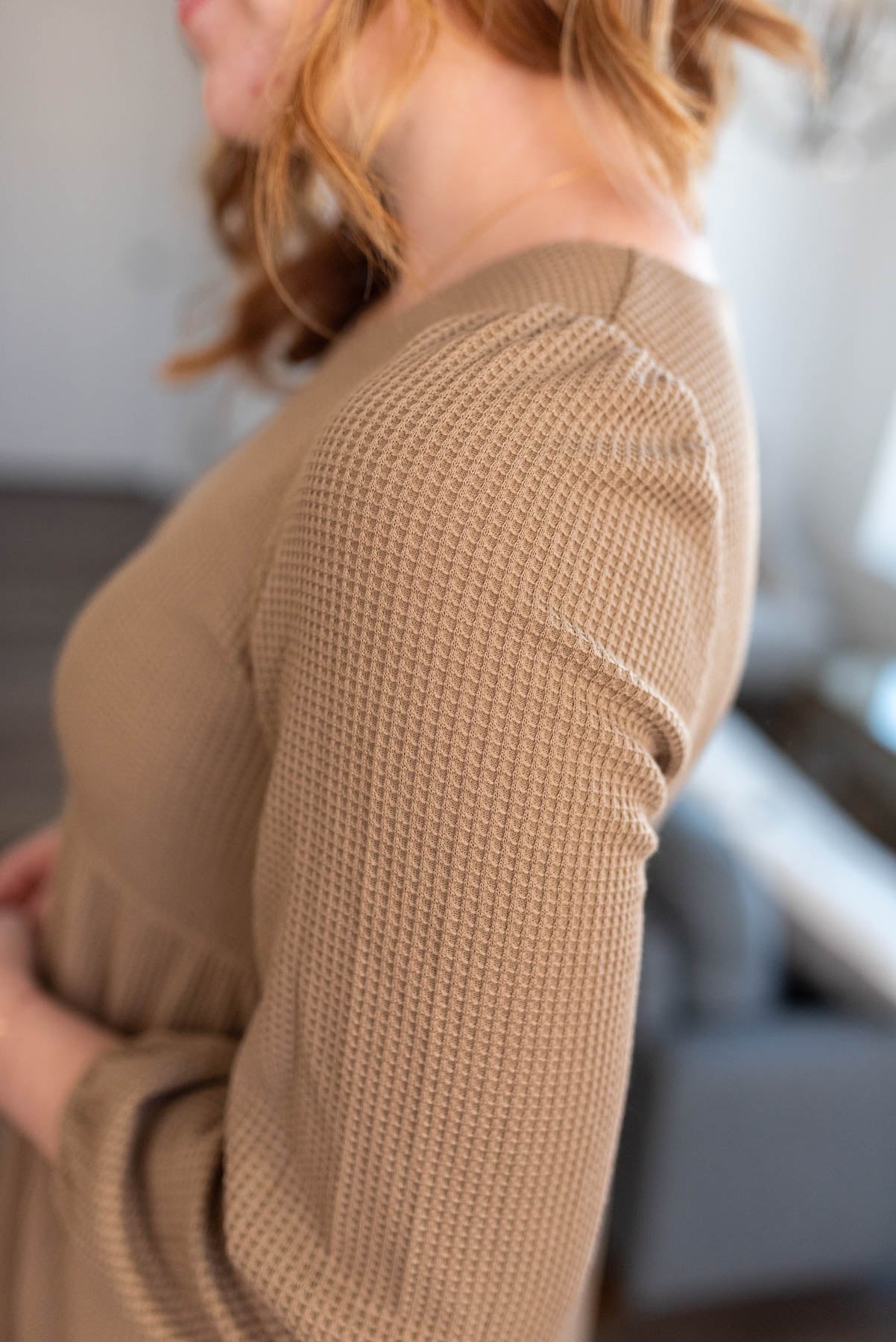 Luelle Mocha Waffle Knit Dress