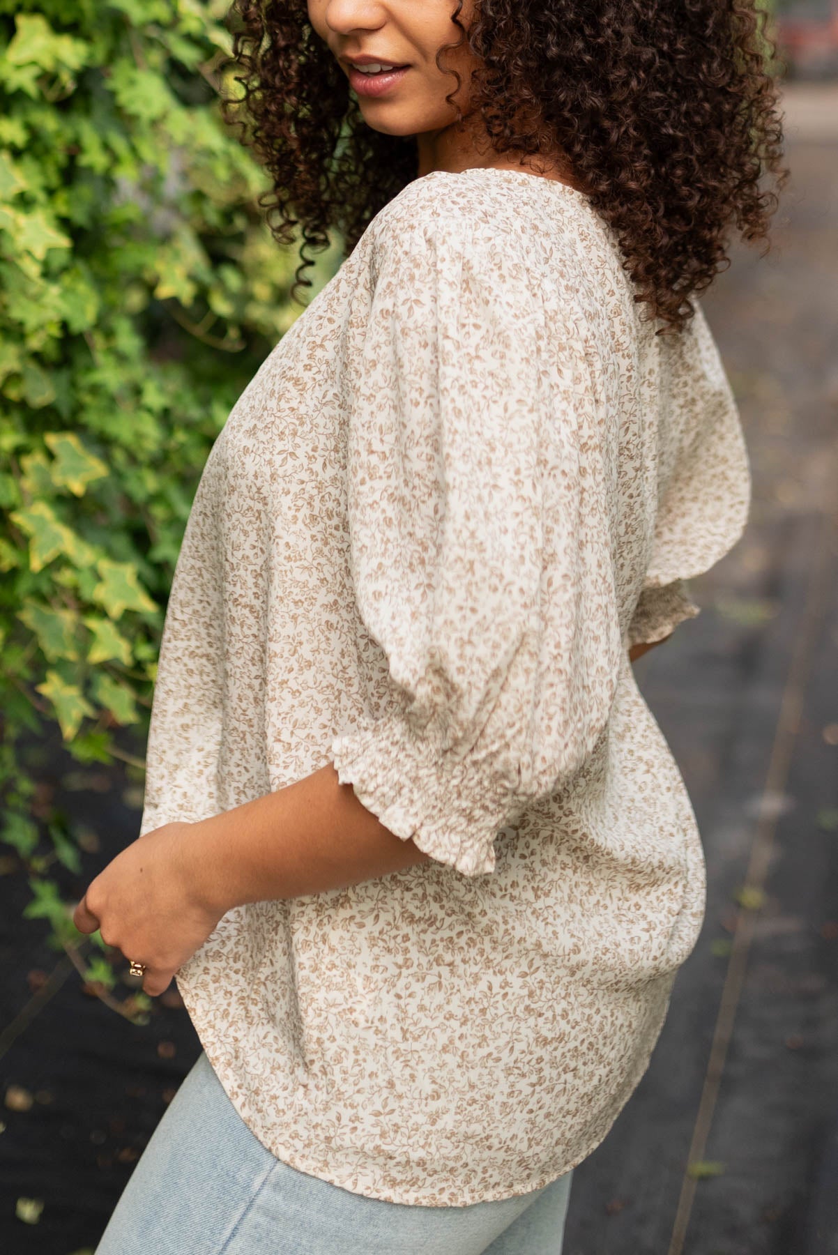 Lyla Taupe Floral Print Top