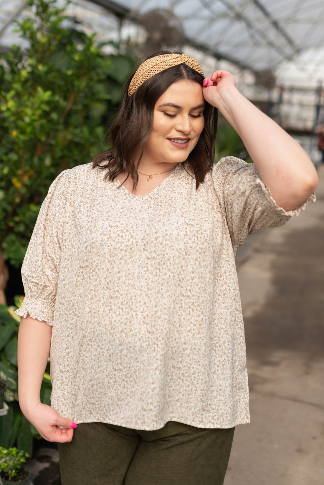 Lyla Taupe Floral Print Top