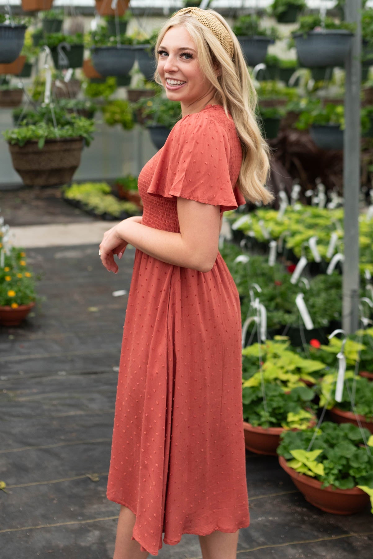 Lynley Clay Square Neck Dress