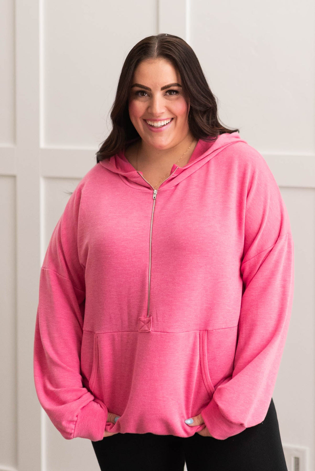 Lynn Hot Pink Half Zip Pullover
