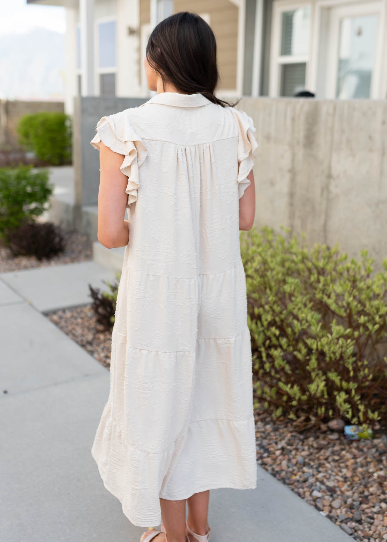 Lysa Natural Flutter Sleeve Dress