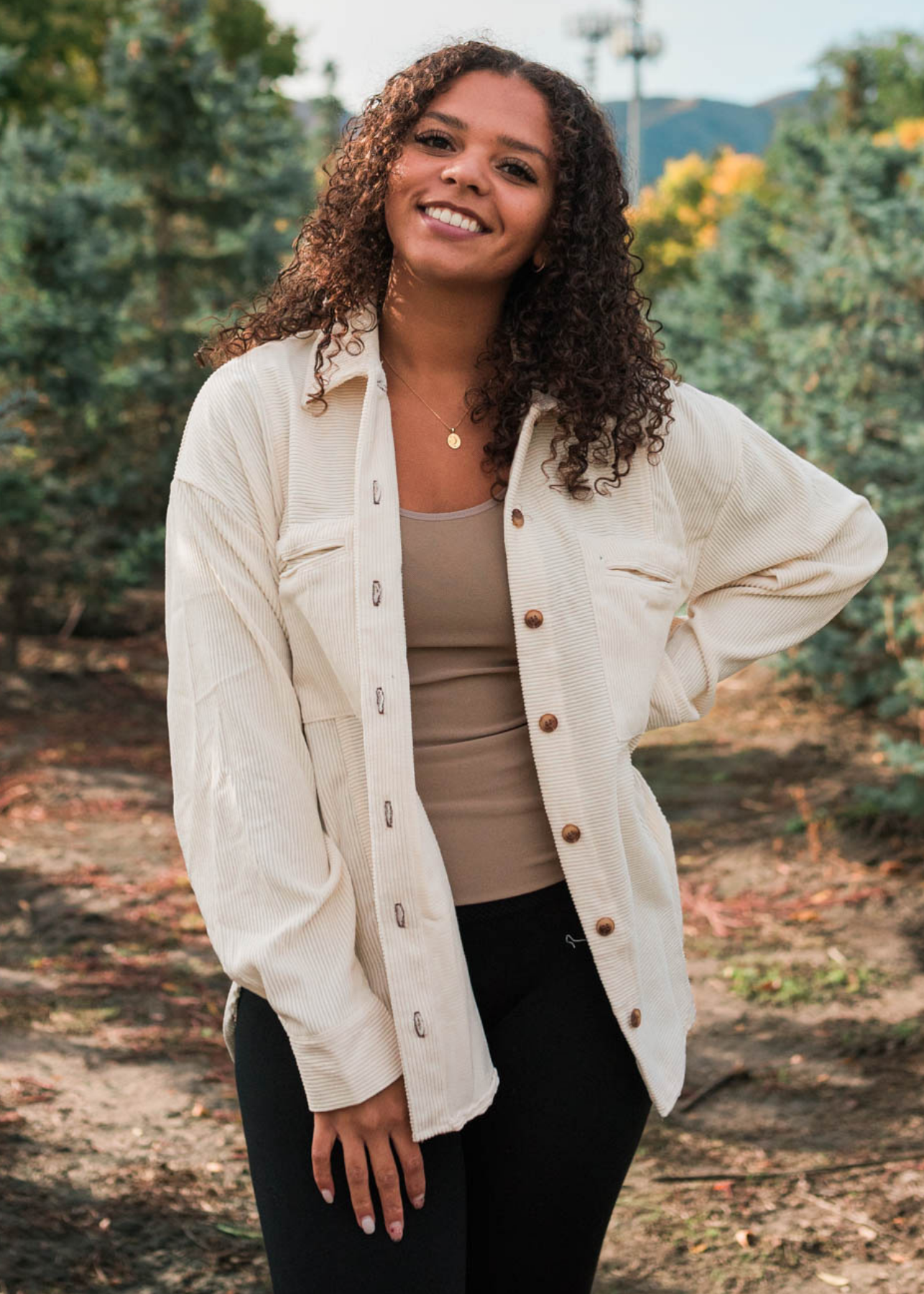 Lyza Oatmeal Corduroy Shacket