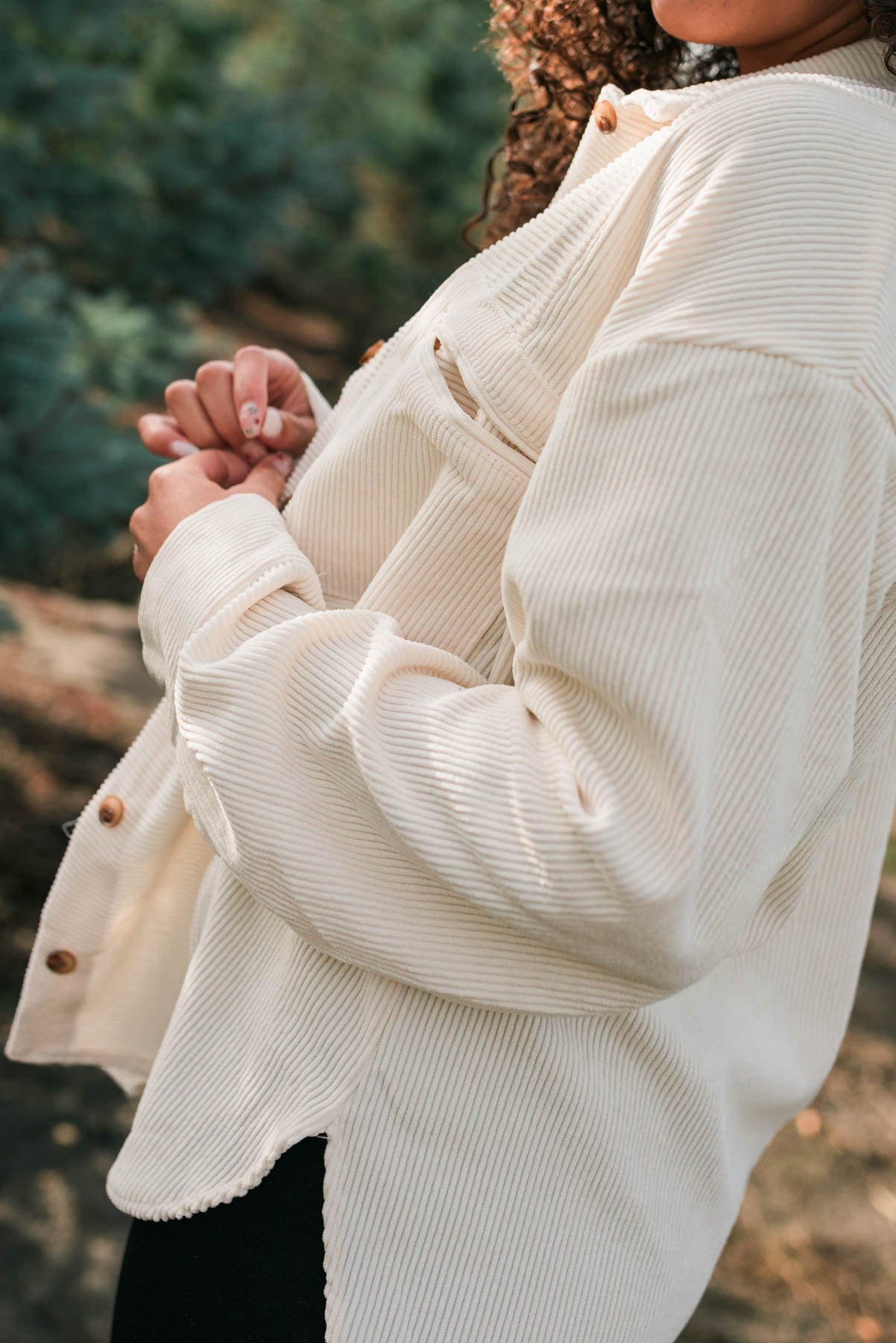 Lyza Oatmeal Corduroy Shacket