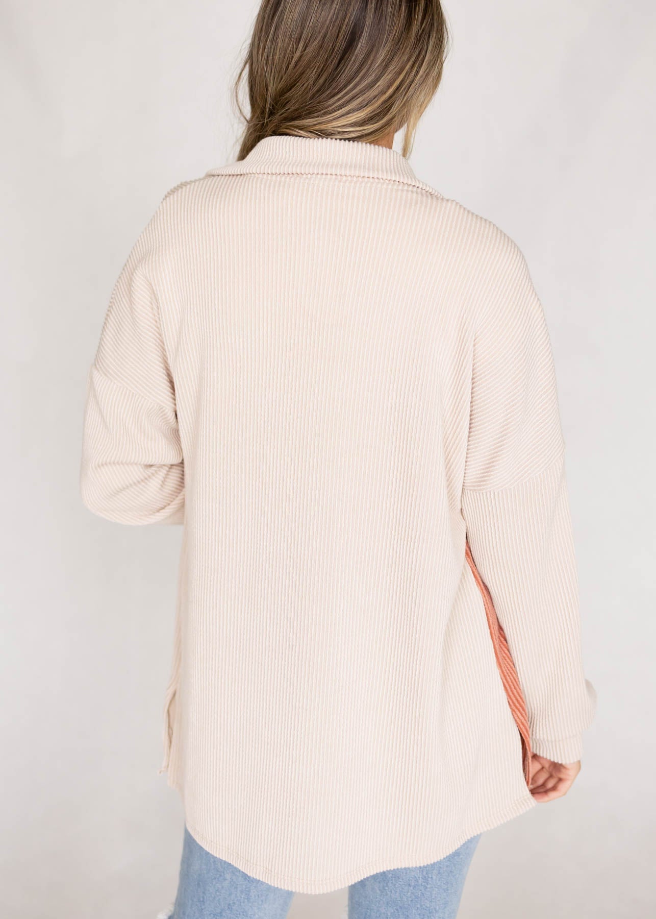 Ranae Taupe Ribbed Shacket