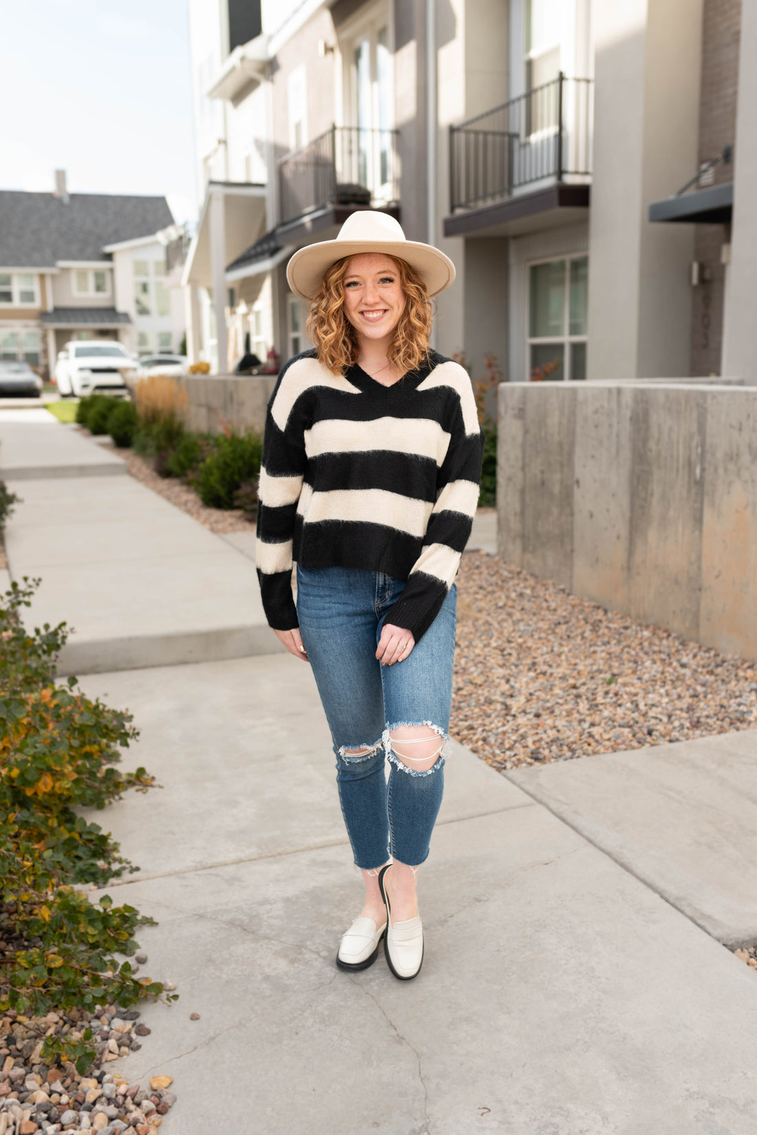 Macee Black Striped Sweater