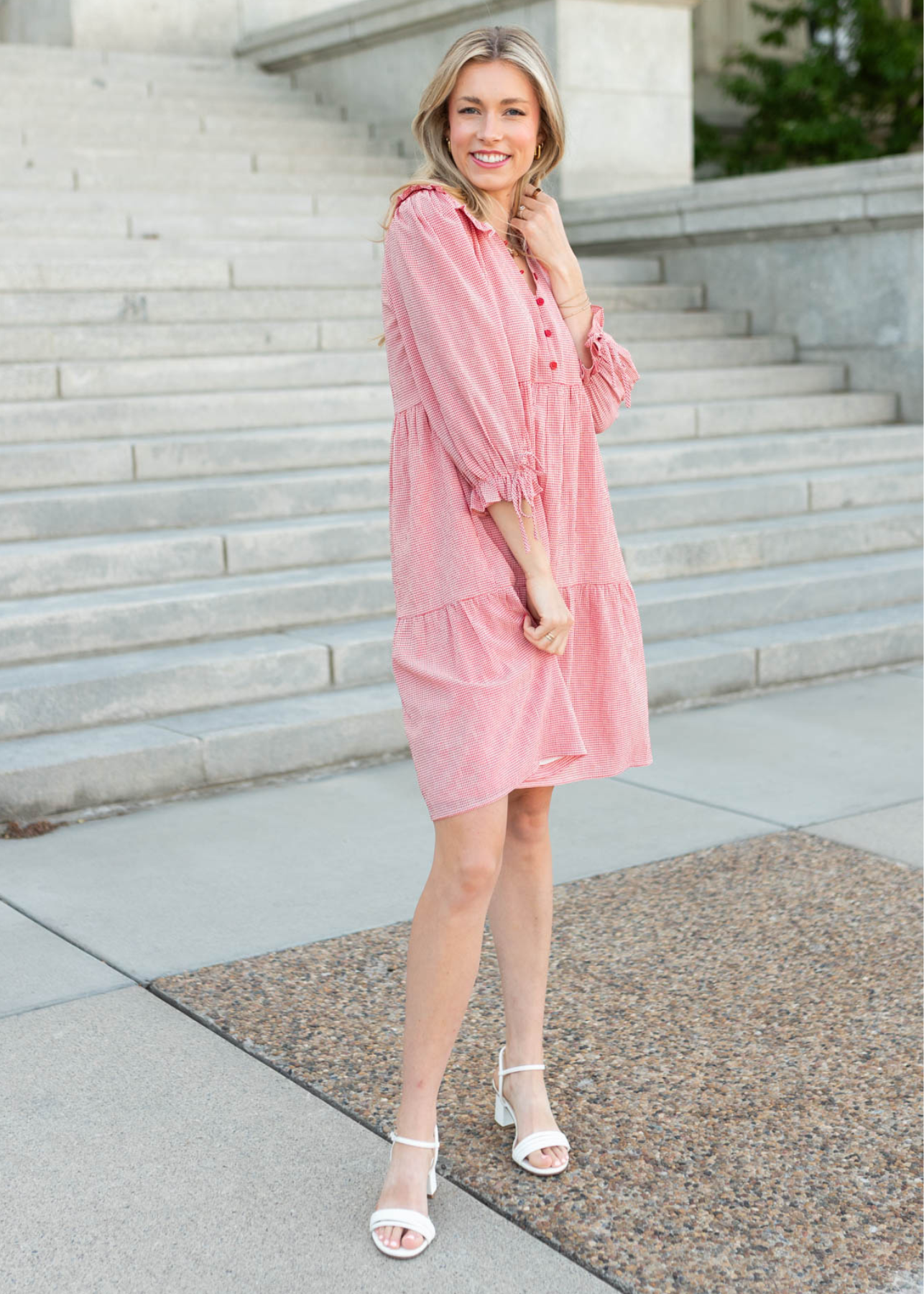 Macie Red Gingham Dress