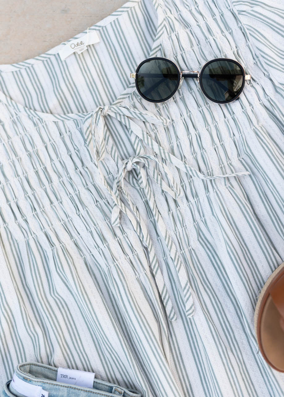 Madeline Sage Striped Top