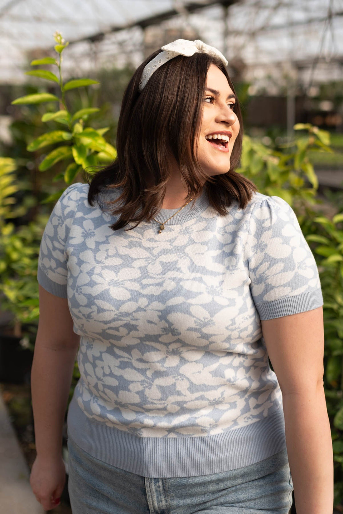 Madelyn Blue Floral Knit Top