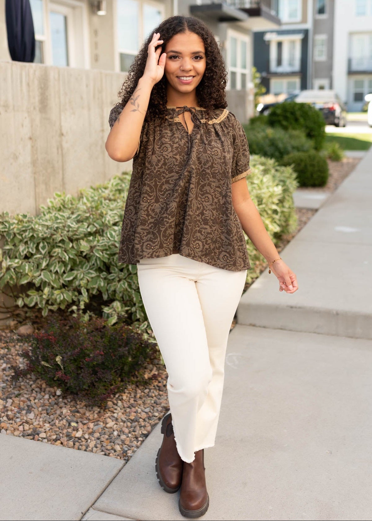 Madison Brown Pattern Top