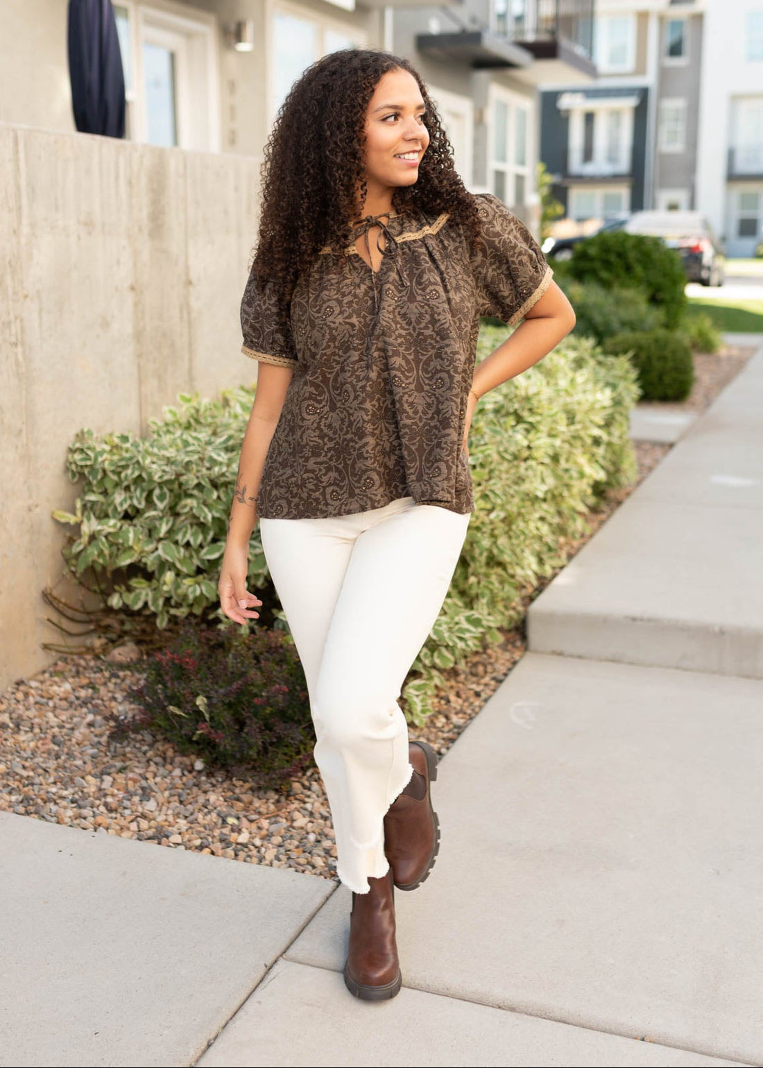 Madison Brown Pattern Top