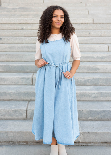 Mae Light Denim Jumper Dress