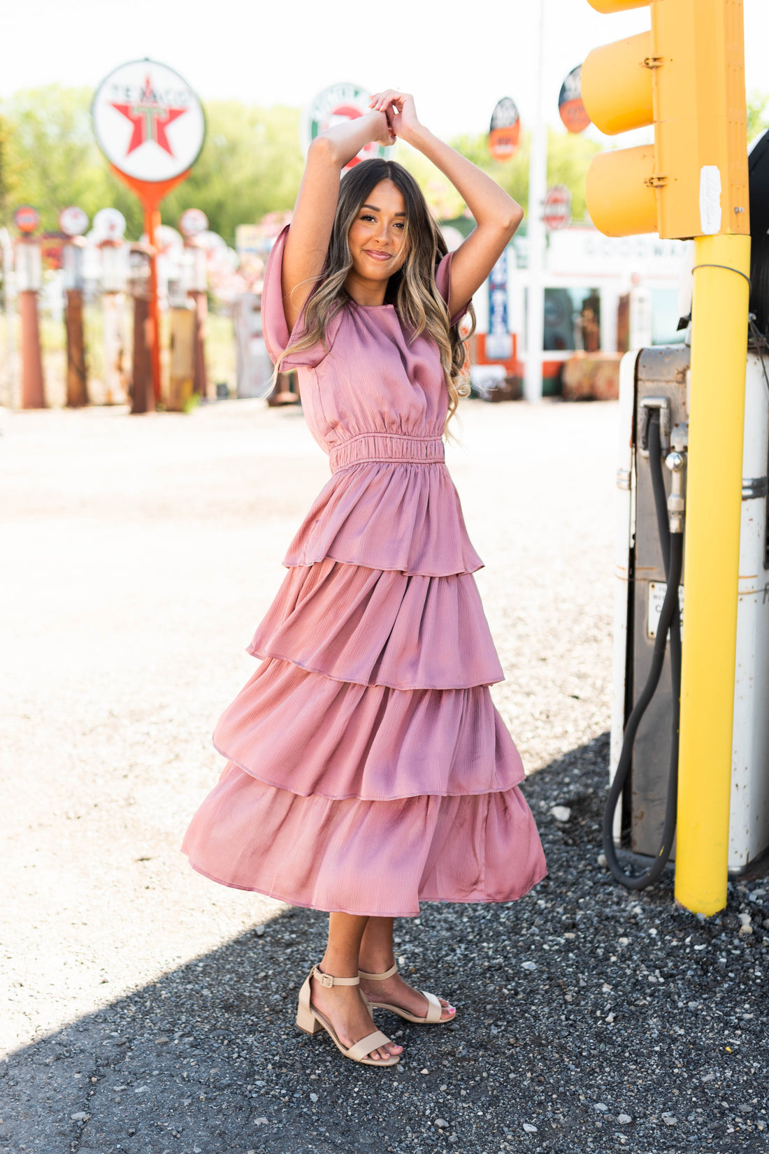 Maeve Mauve Ruffle Dress