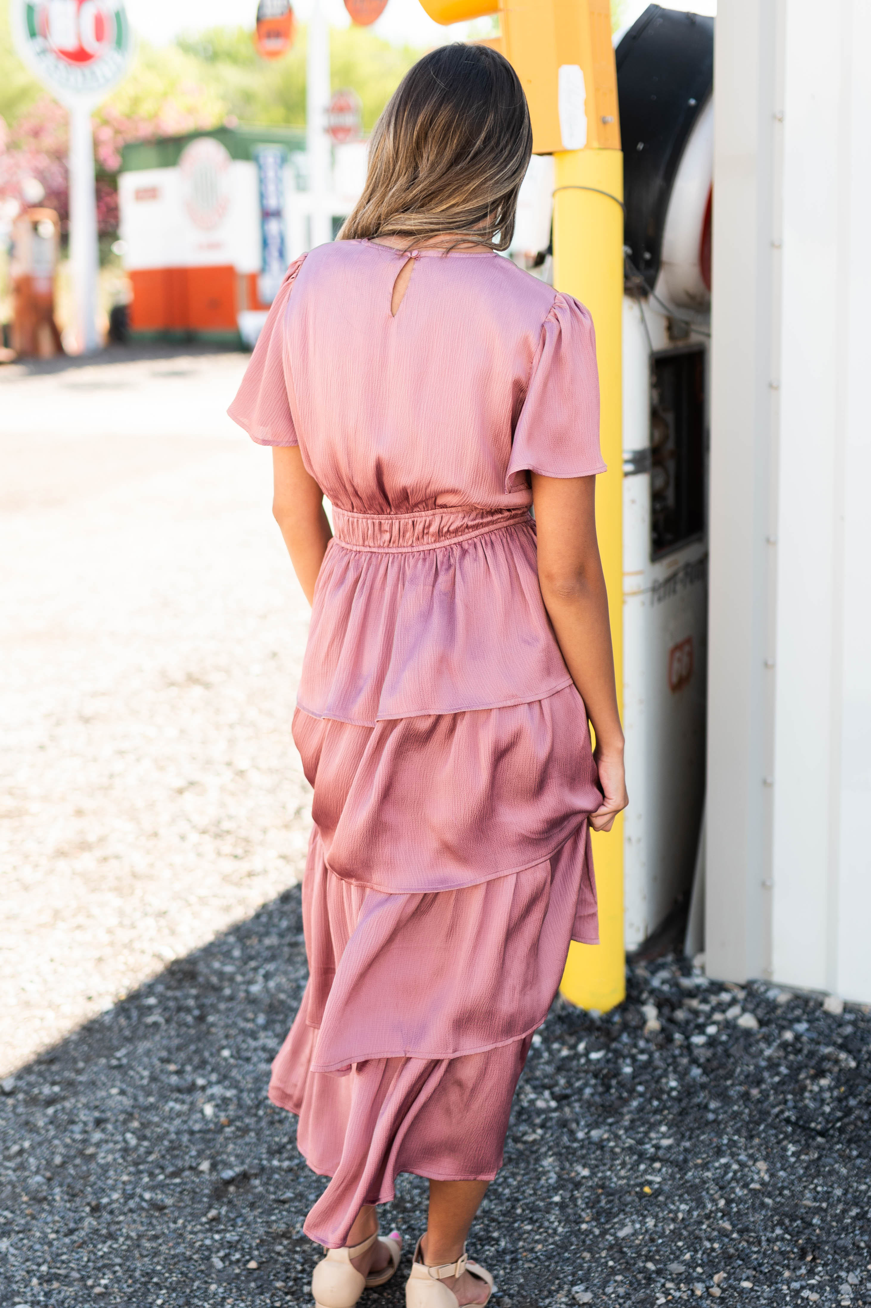 Maeve Mauve Ruffle Dress