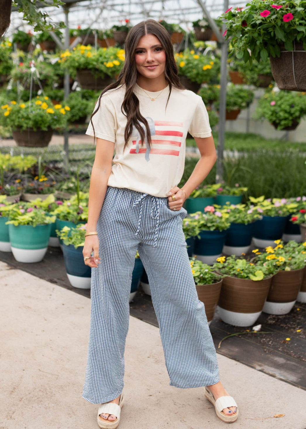 Maggie Ivory American Flag Bow T-shirt