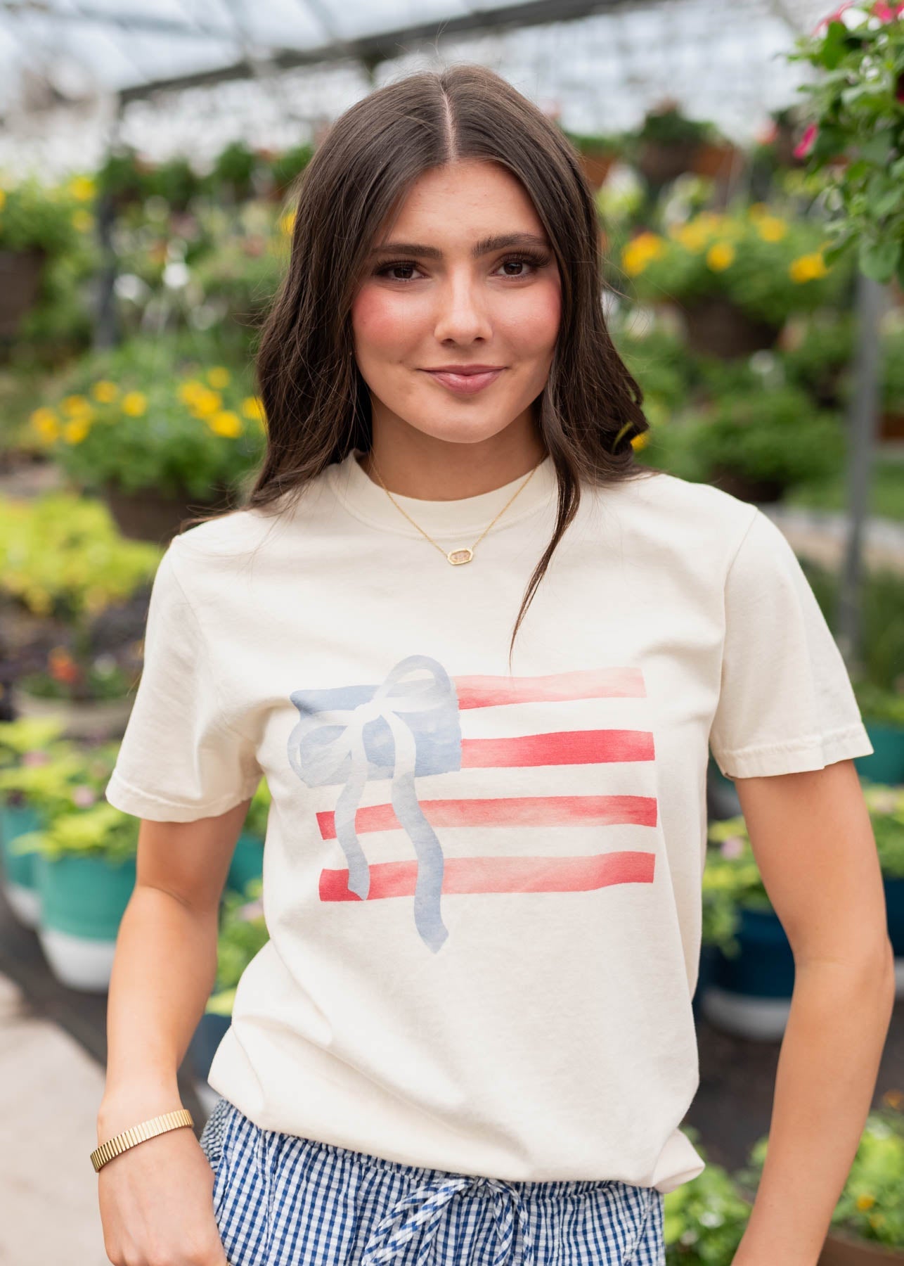 Maggie Ivory American Flag Bow T-shirt