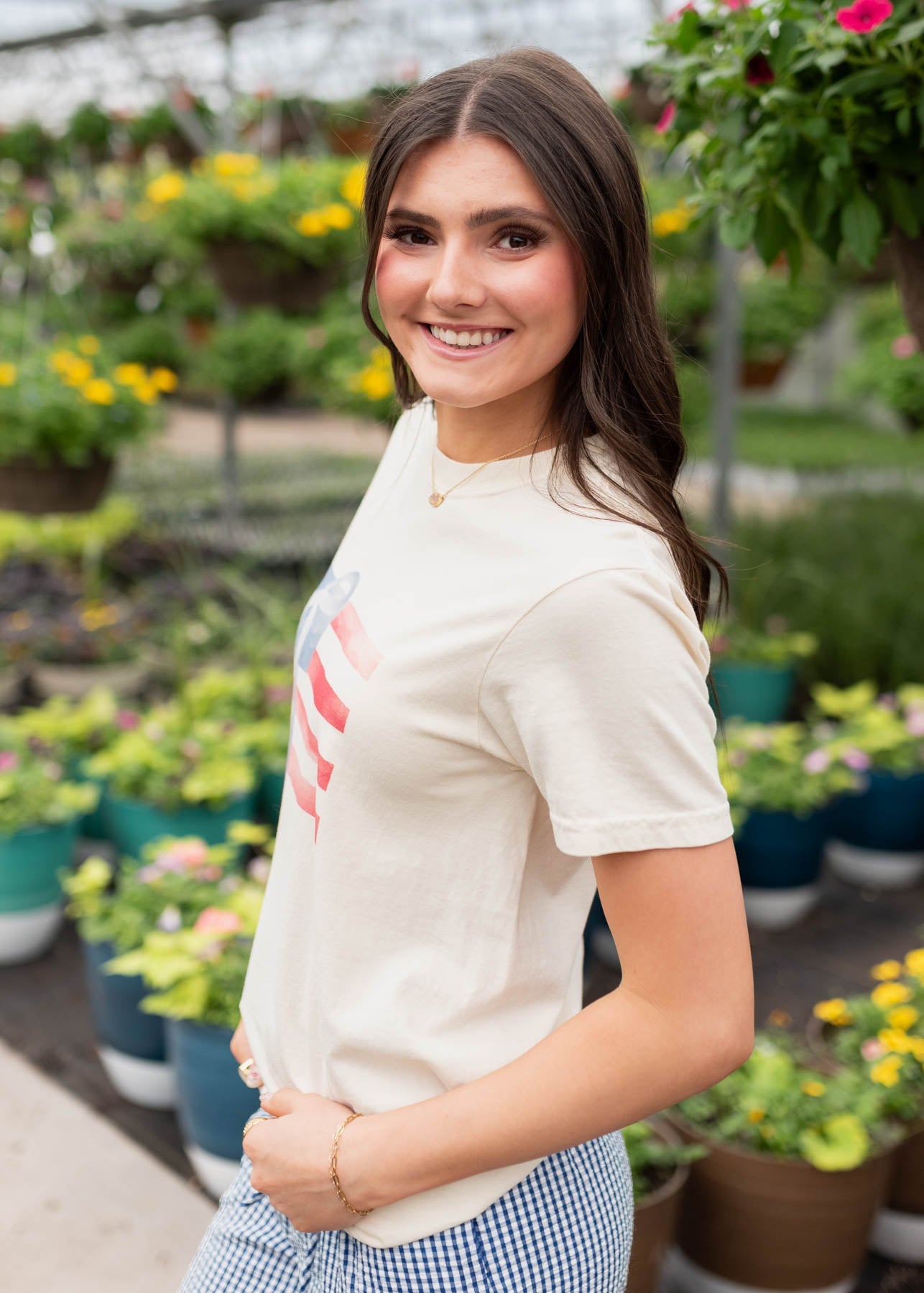 Maggie Ivory American Flag Bow T-shirt