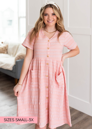 Magnolia Peach Textured Dress