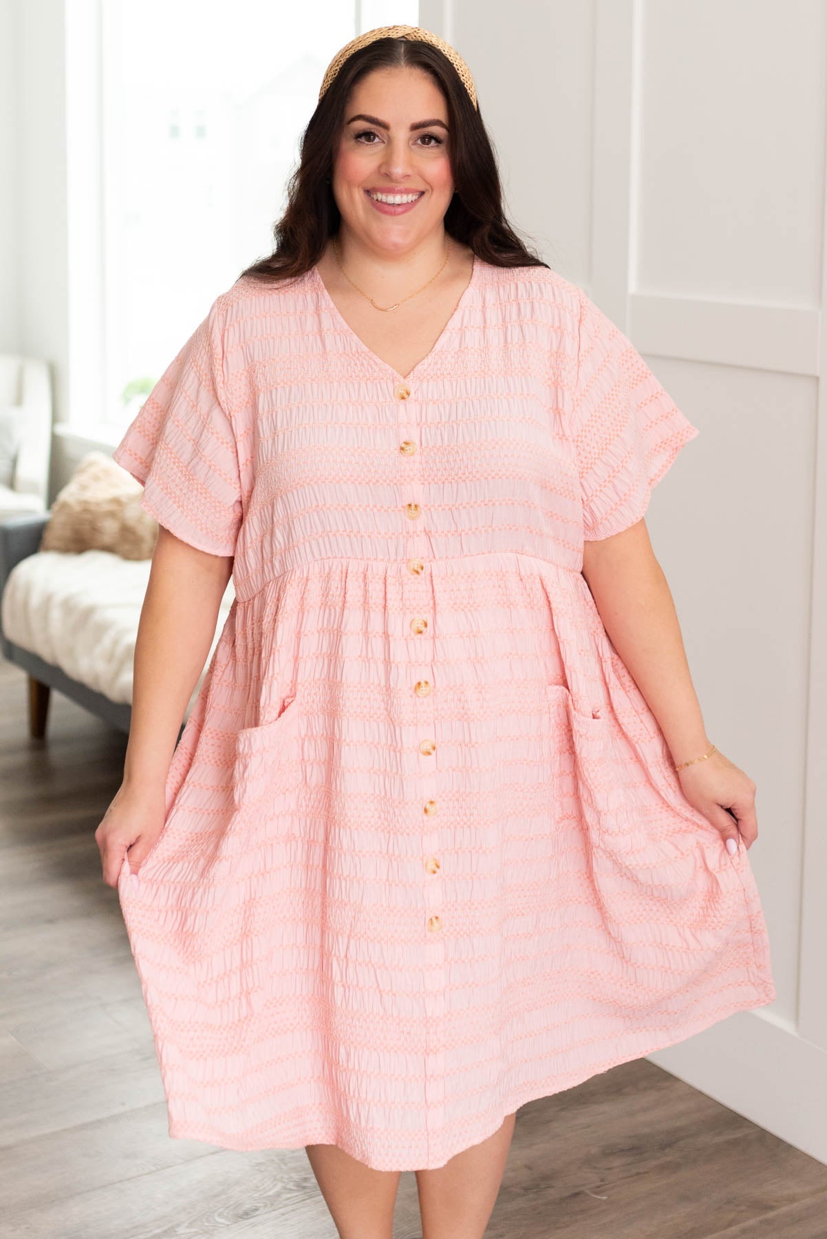 Magnolia Peach Textured Dress