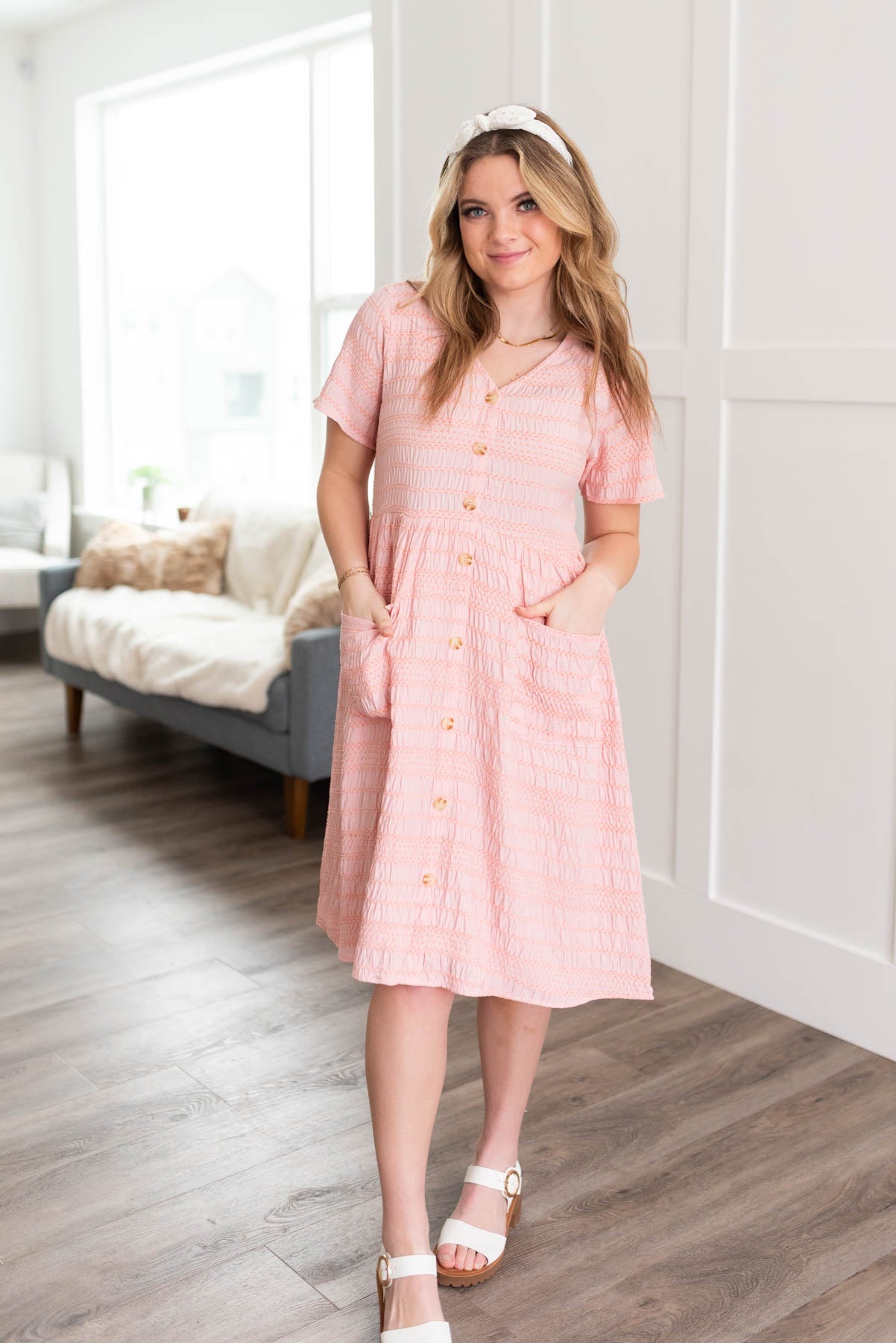 Magnolia Peach Textured Dress