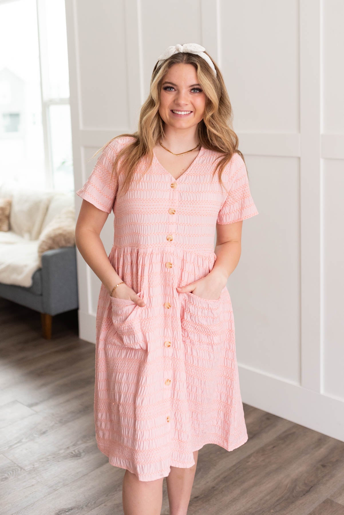 Magnolia Peach Textured Dress