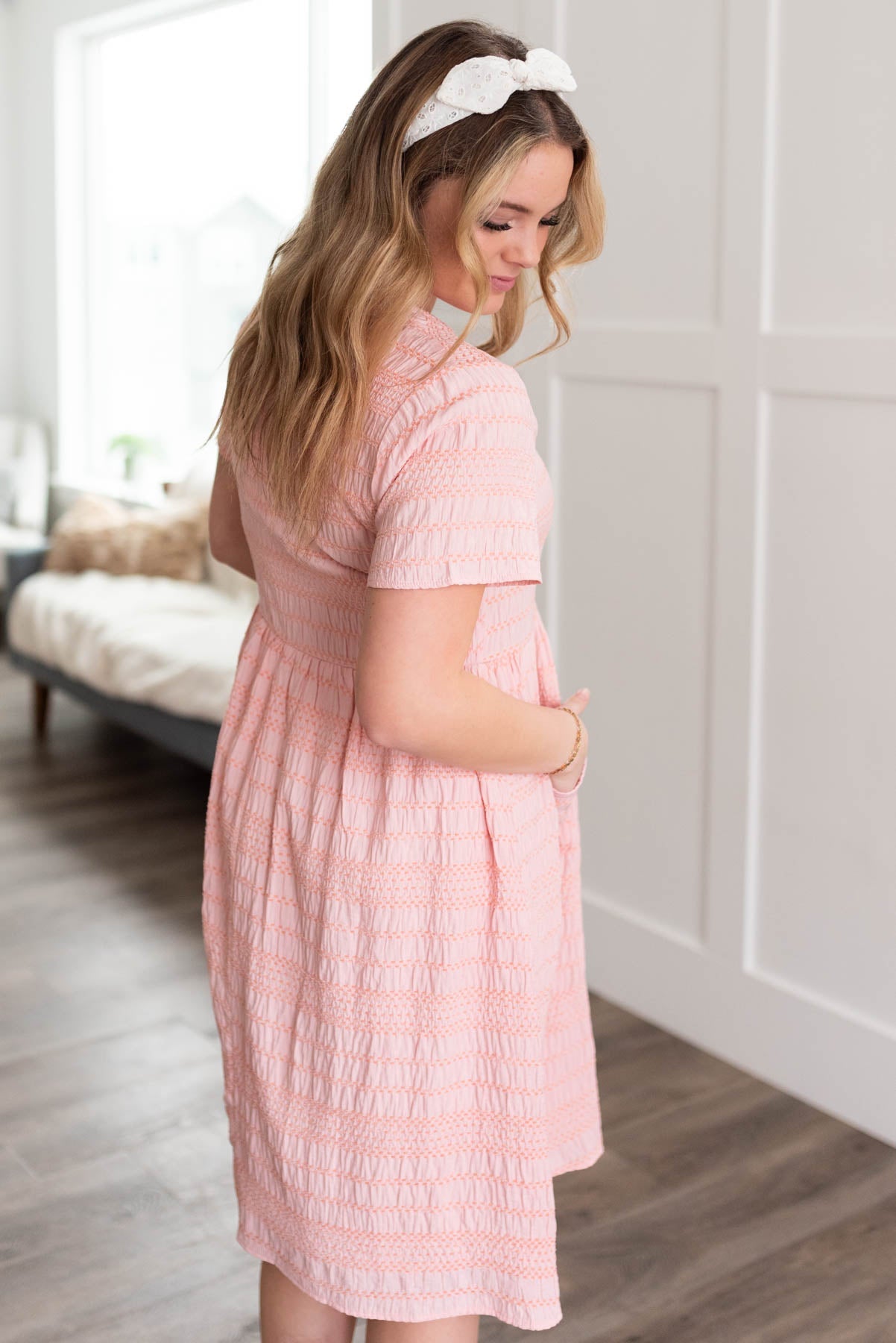 Magnolia Peach Textured Dress