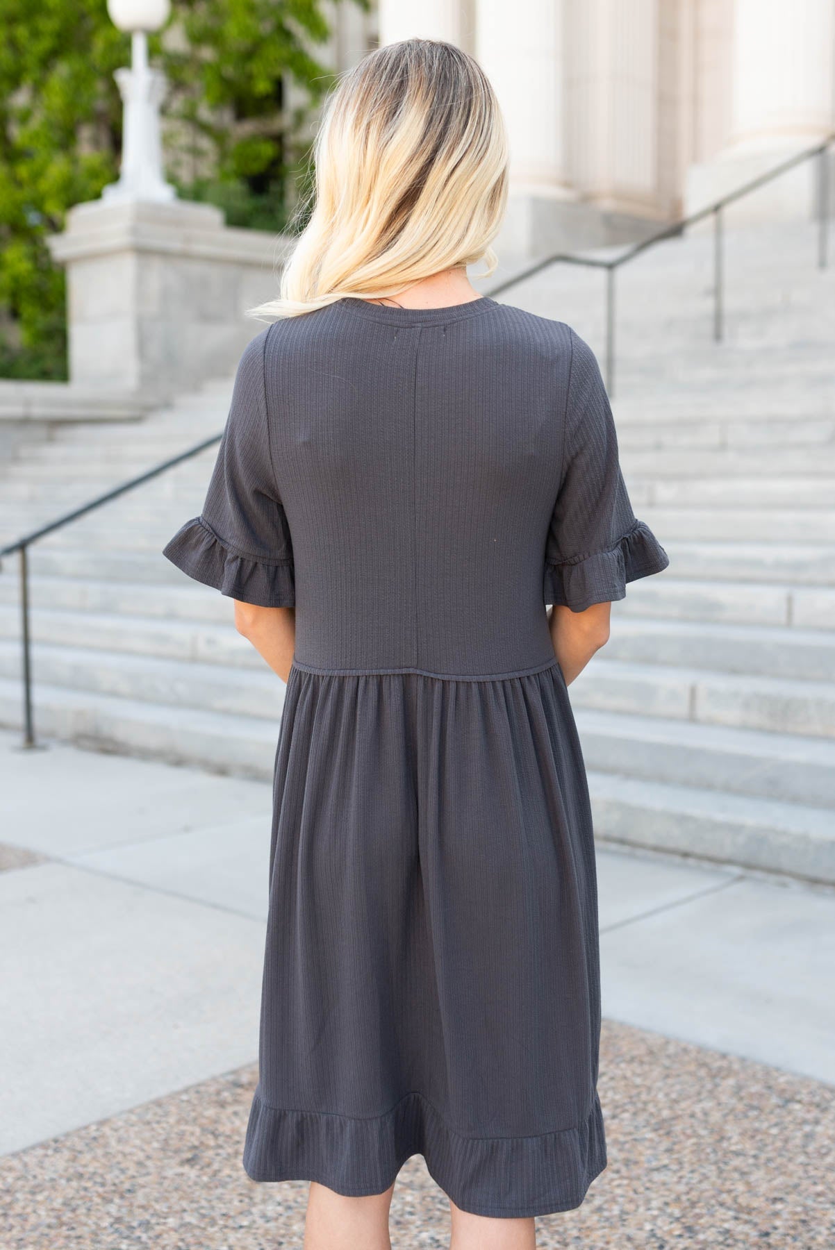 Mailee Charchoal Rib Knit Dress