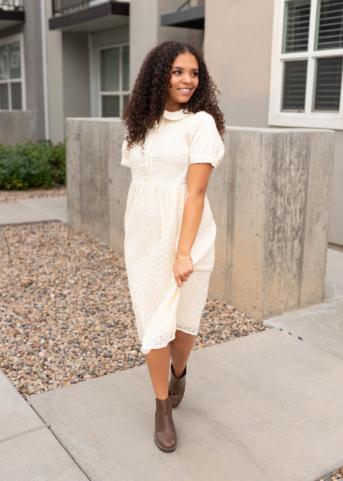 Maisie Cream Pattern Dress