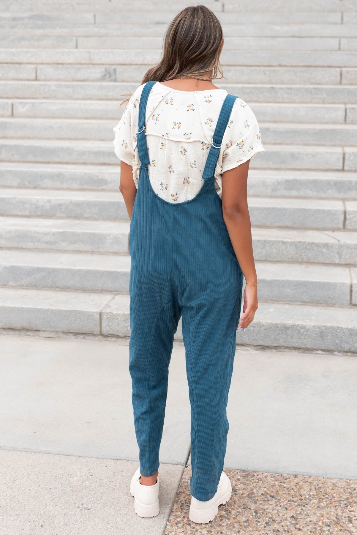 Maisy Deep Aqua Corduroy Overalls