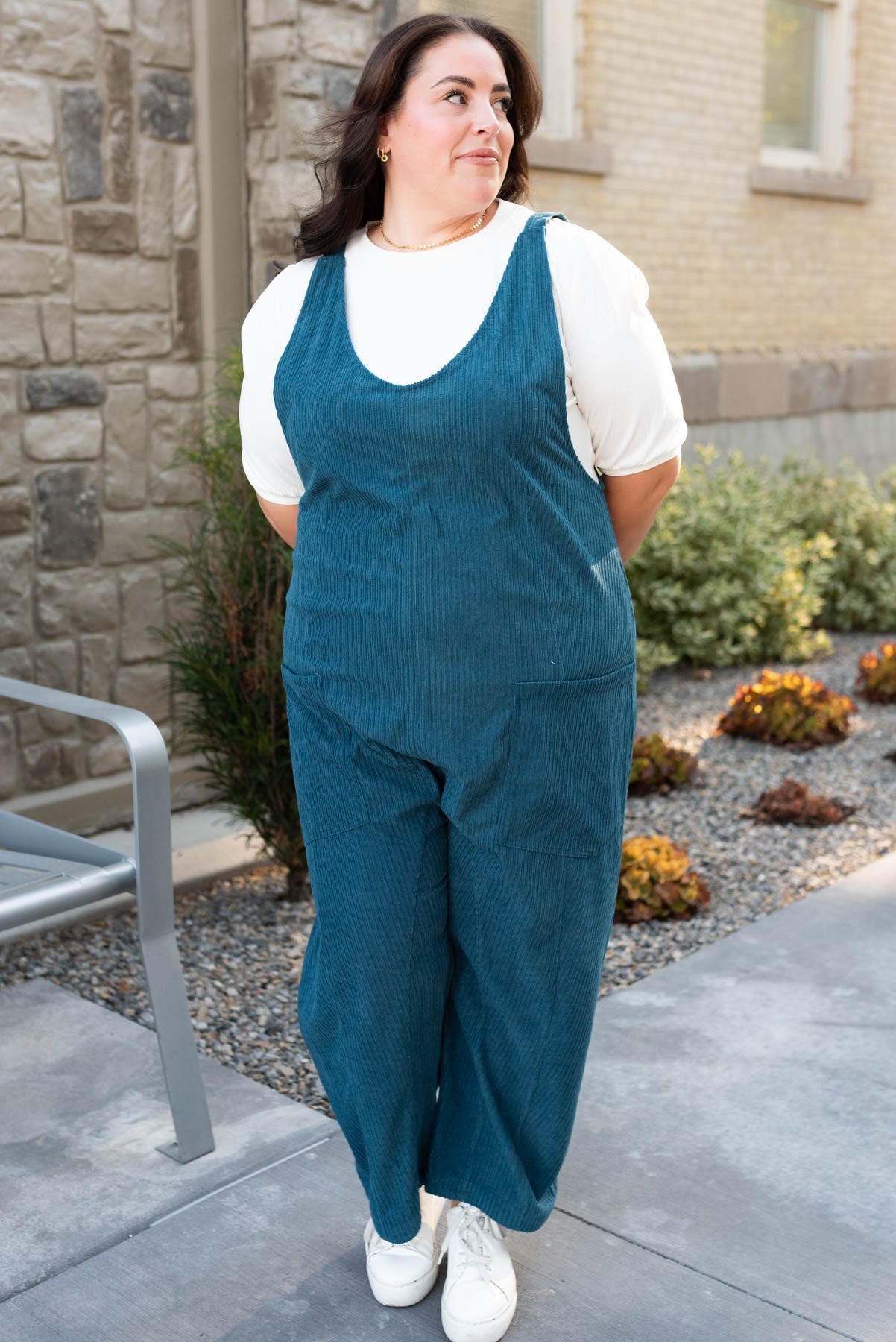 Maisy Deep Aqua Corduroy Overalls
