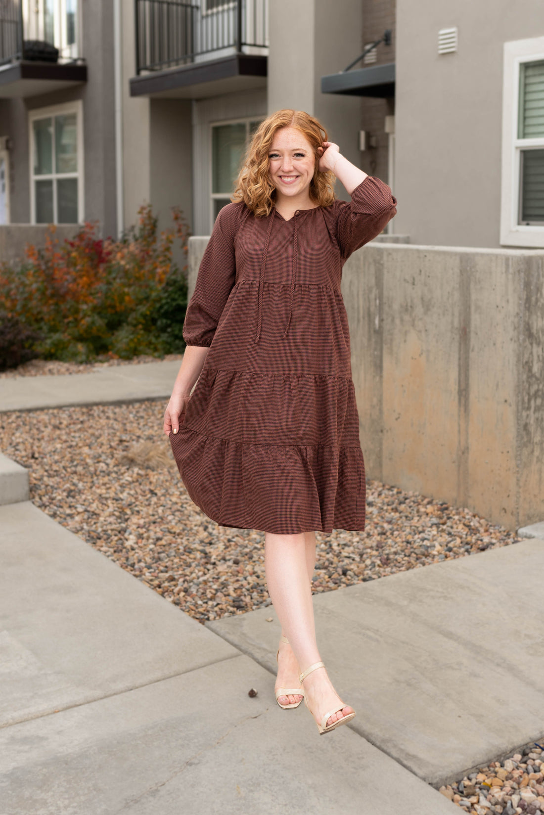 Maizie Rust Tiered Dress