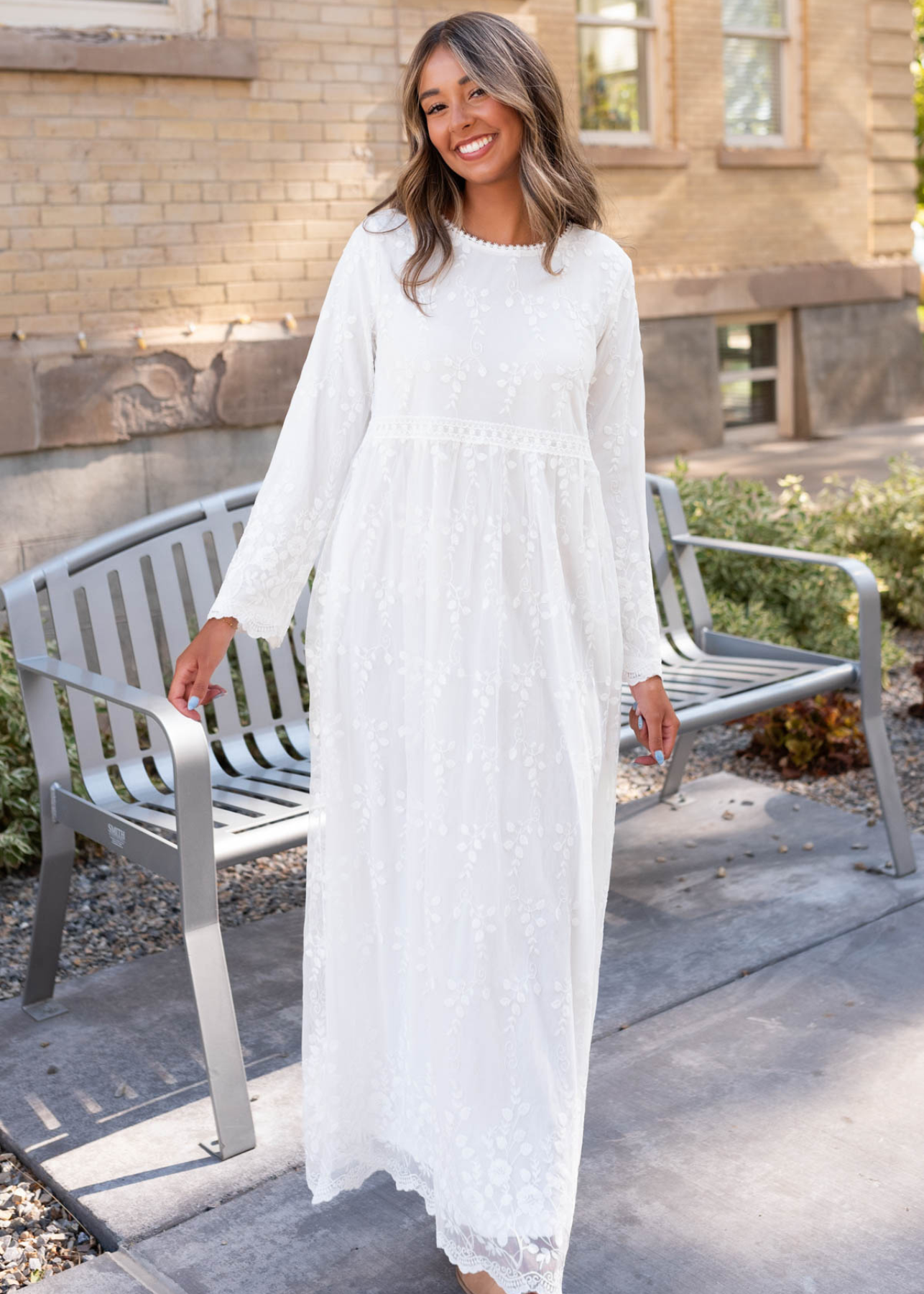 Maizy White Floral Lace Dress