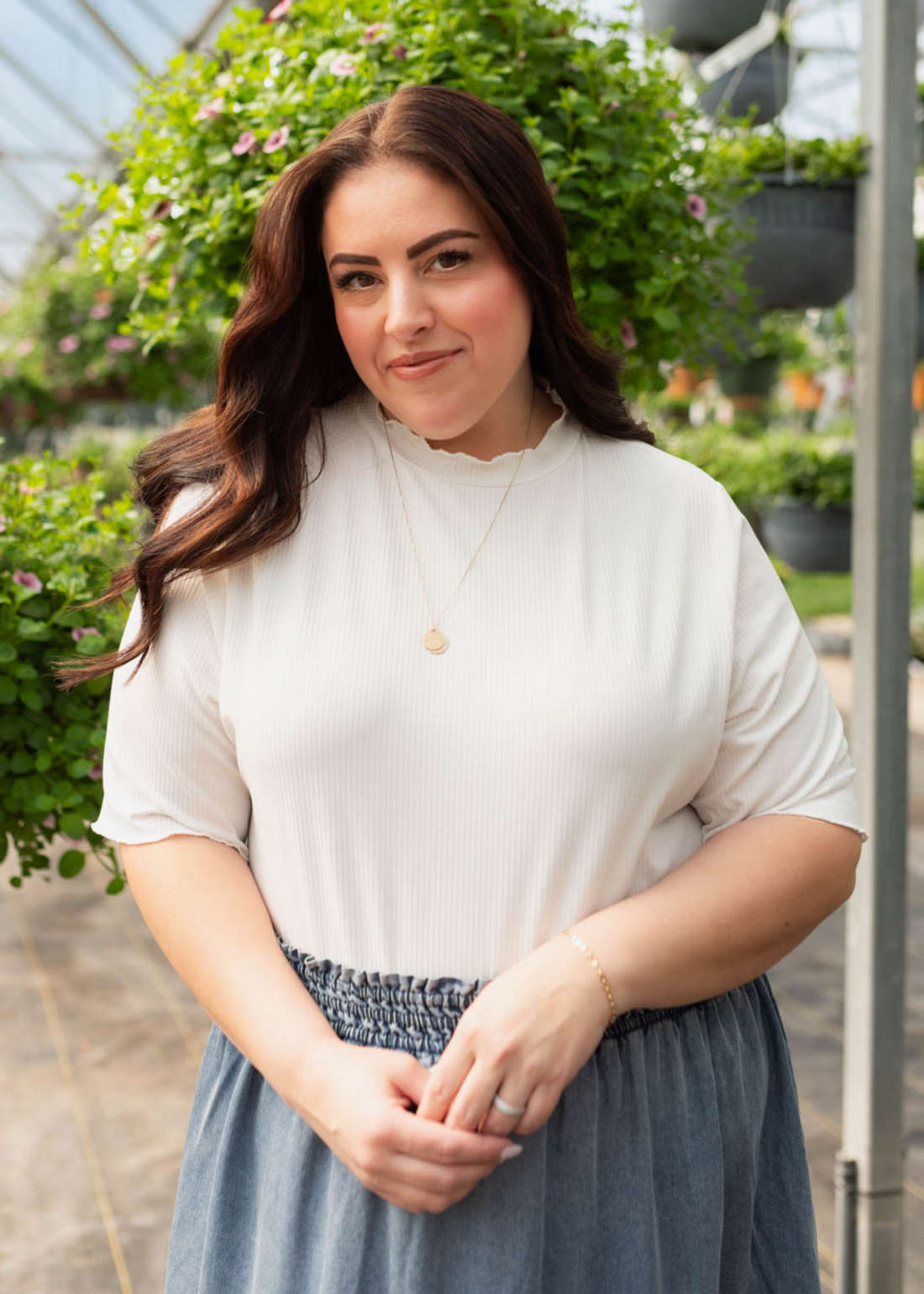 Makelle Ivory Textured Knit Top