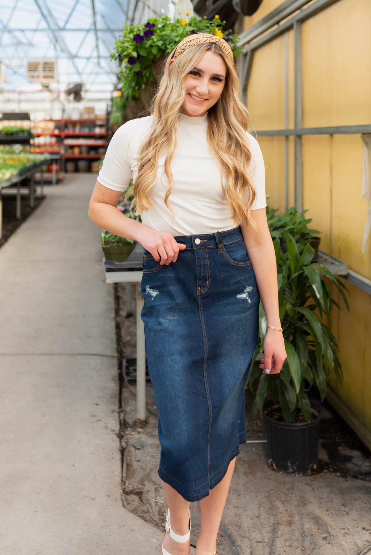 Makelle Ivory Textured Knit Top