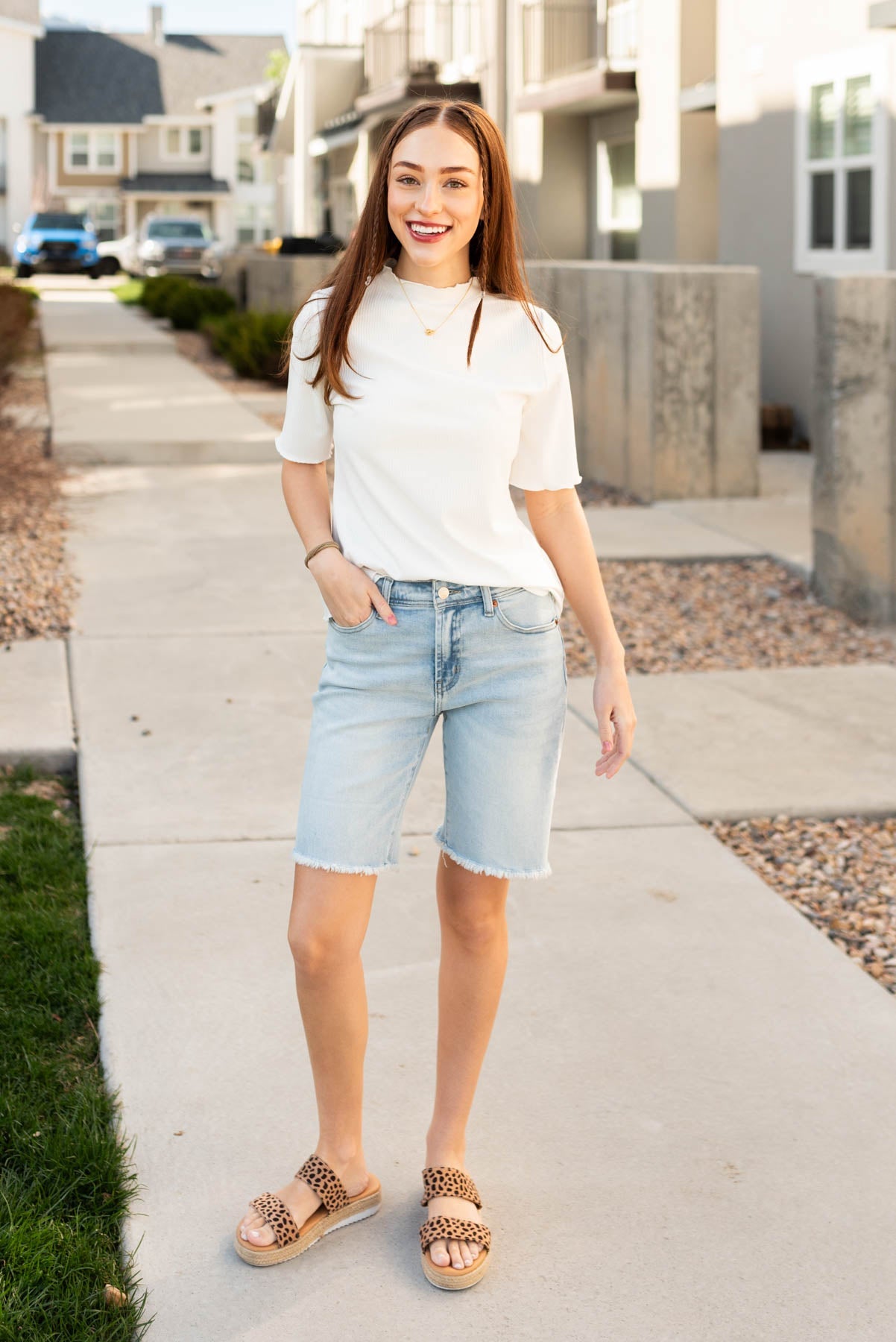 Makelle Ivory Textured Knit Top