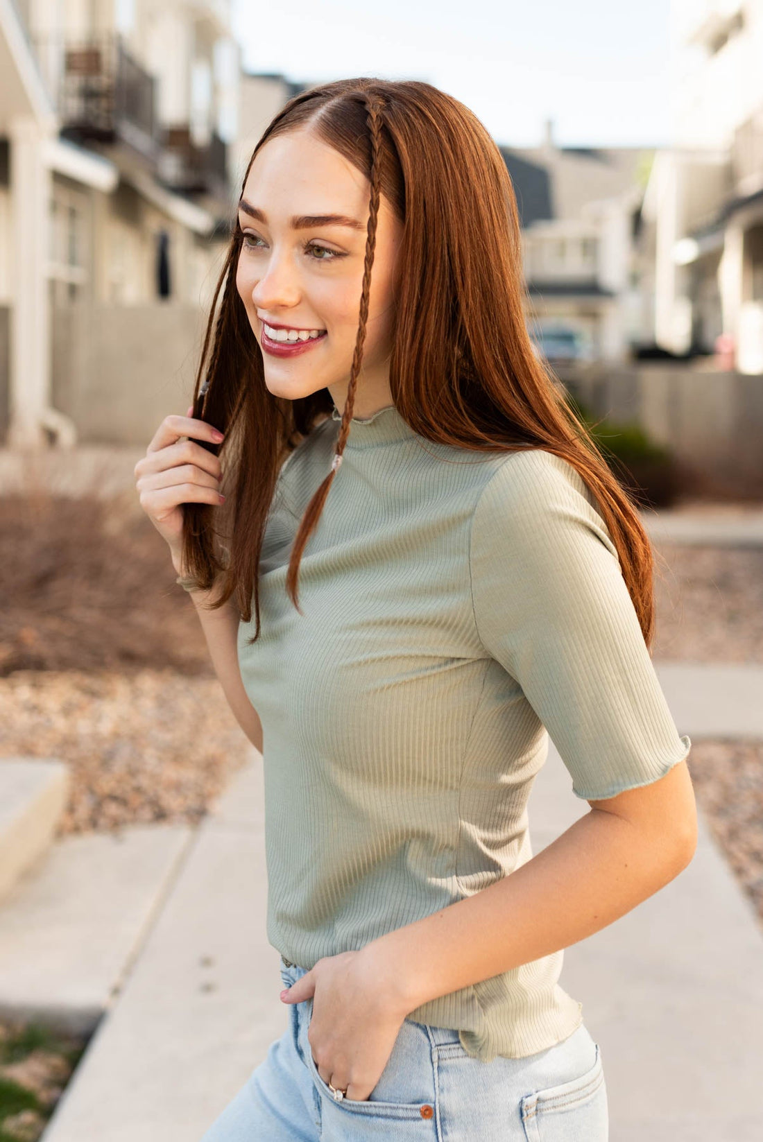 Makelle Sage Textured Knit Top