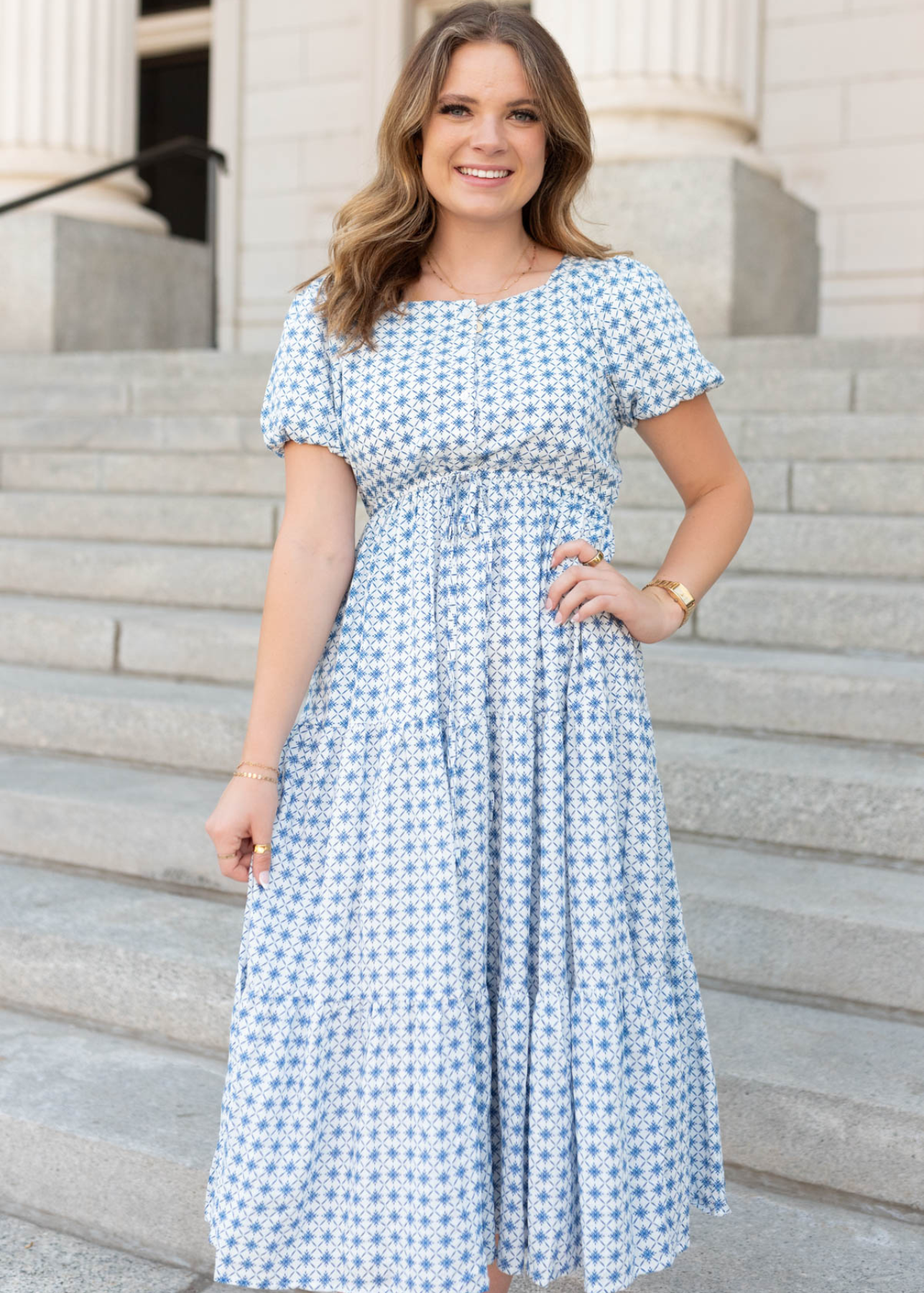 Mallory Blue Patterned Dress