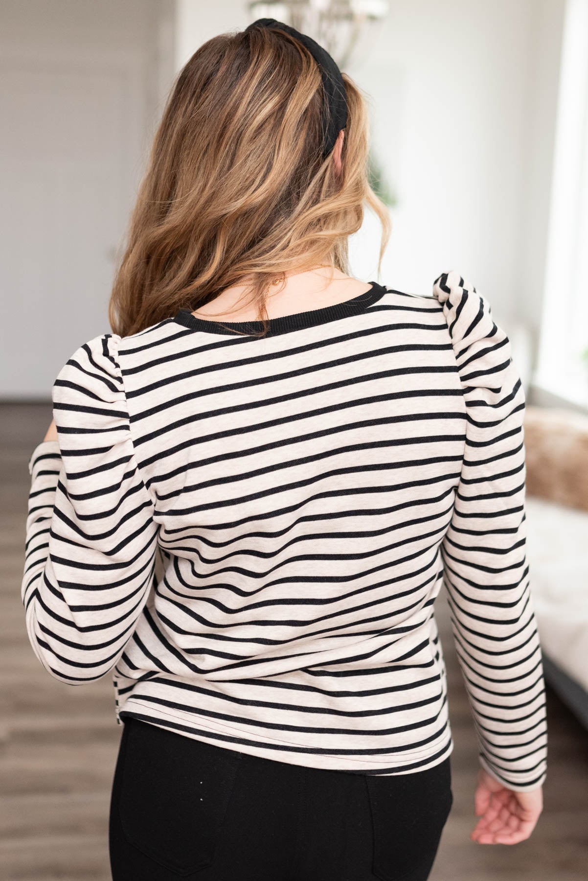 Mandie Black Striped Long Sleeve Top