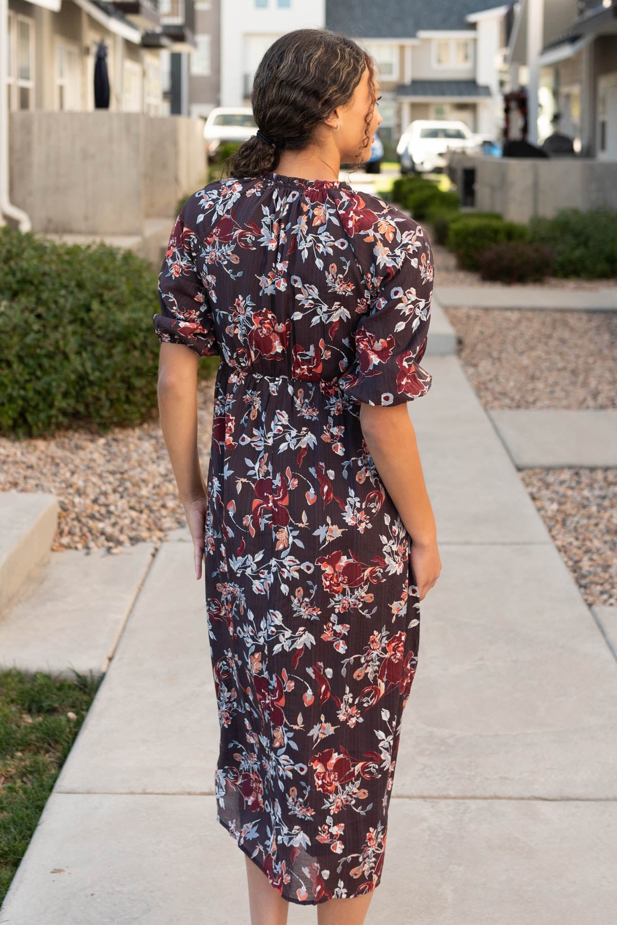 Marcy Dark Plum Floral Dress