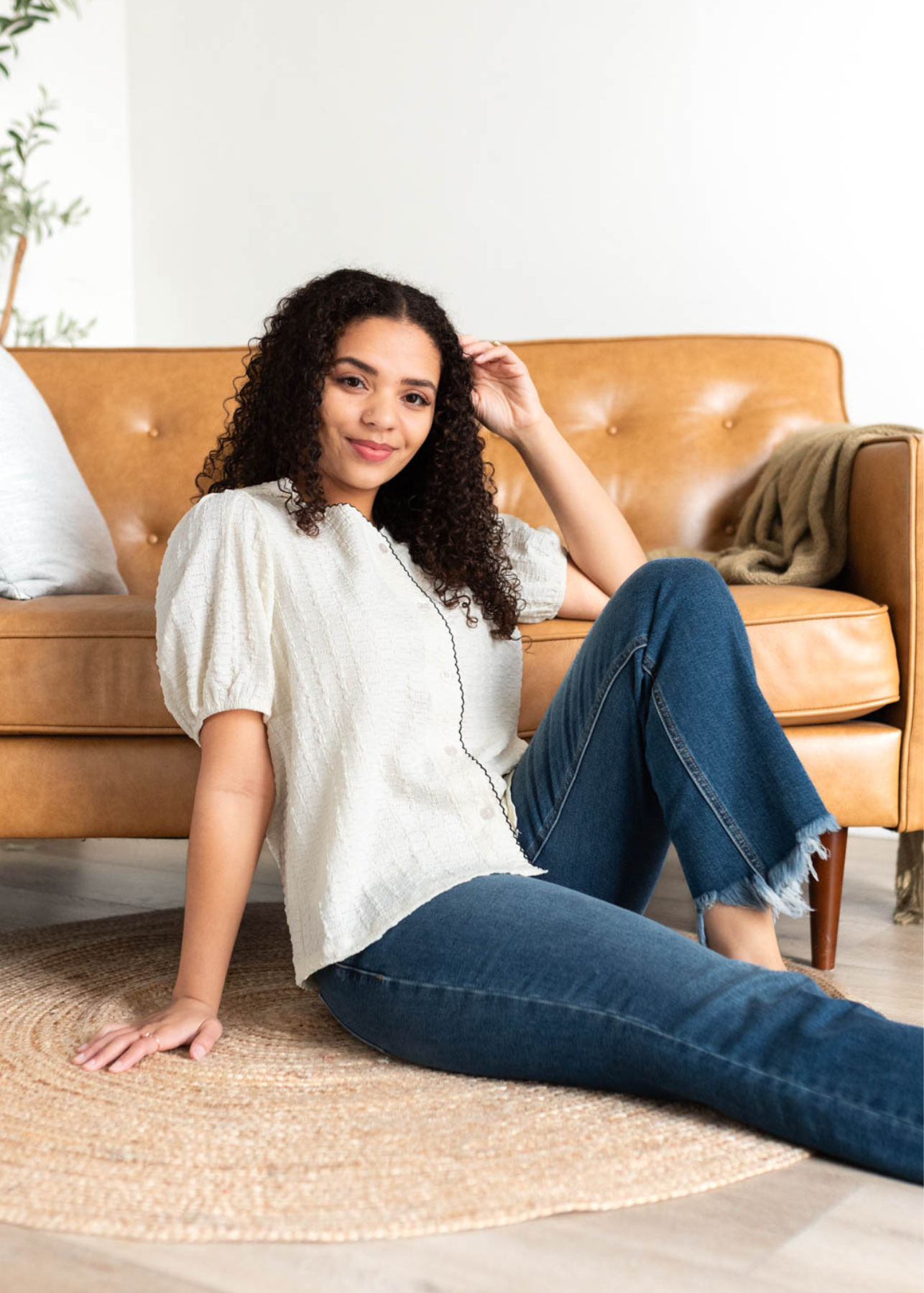 Margaret Cream Collared Top