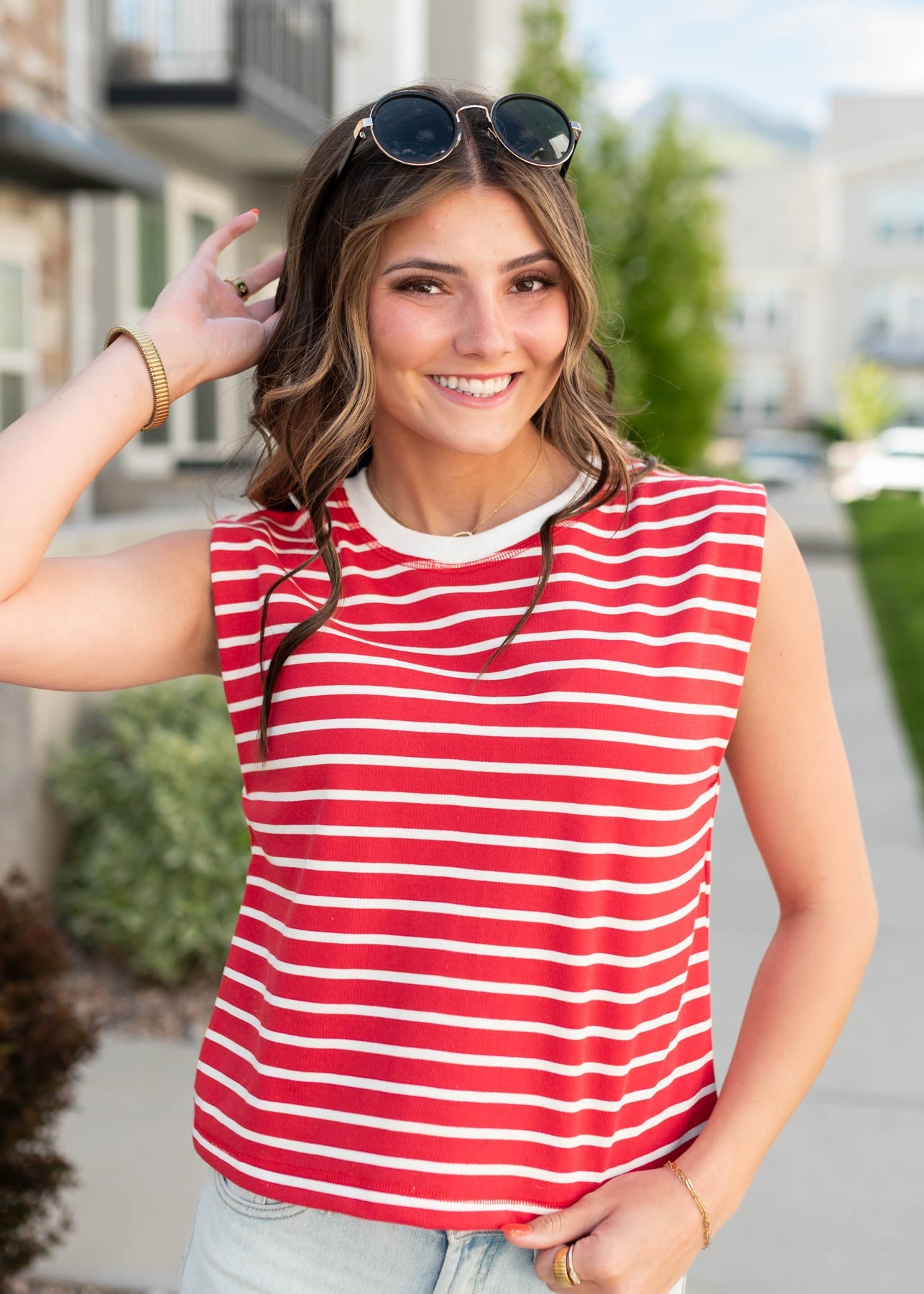 Mariah Red Striped Tee