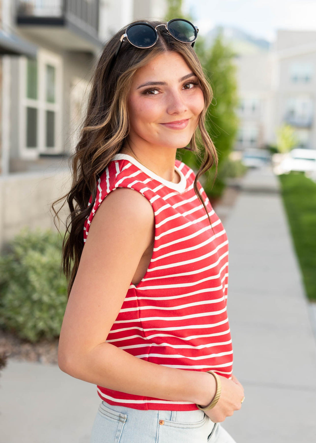 Mariah Red Striped Tee