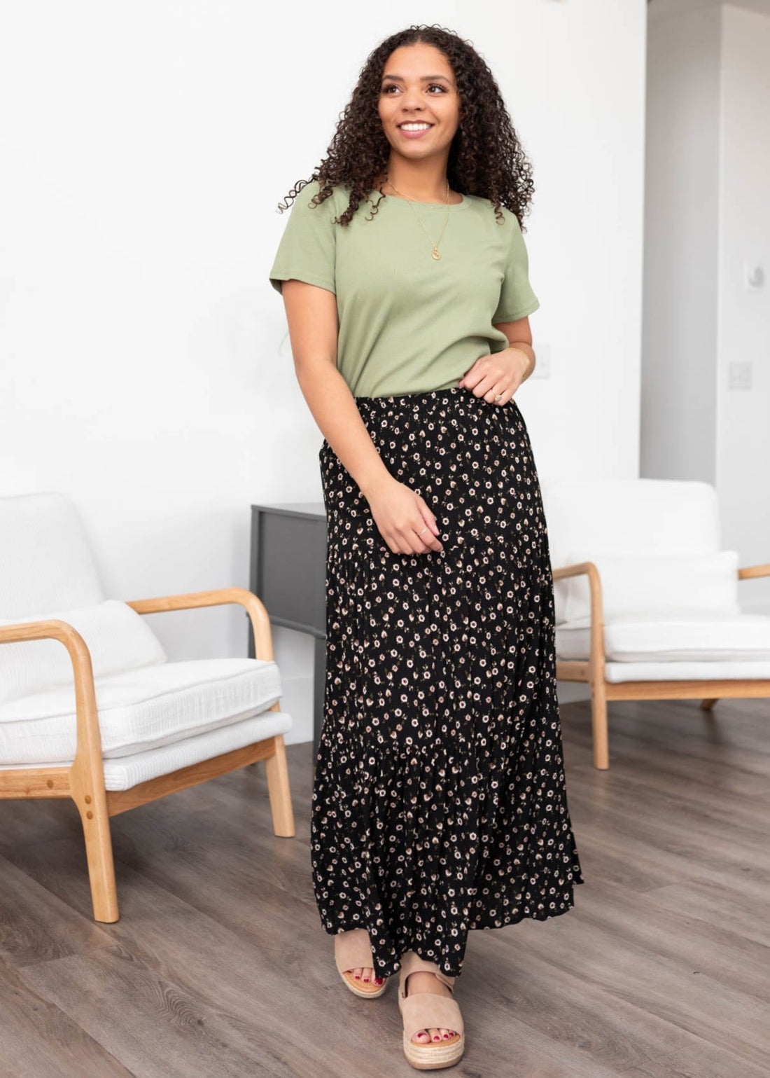 Mariana Black Floral Skirt