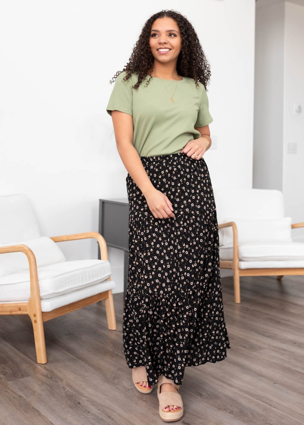 Mariana Black Floral Skirt