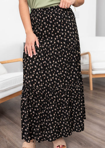 Mariana Black Floral Skirt