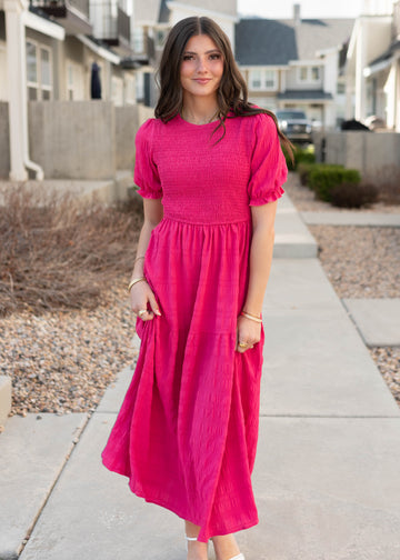 Marie Hot Pink Tiered Dress